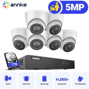 ANNKE 8 Channel PoE Security System with 6 Turret Cameras, IP67 Waterproof,EXIR 2.0 Night Vision, Built-in Mic & SD Card Slot, Works with Alexa - 1TB ANNKE 8 Channel PoE Security System with 6 Turret Cameras, IP67 Waterproof,EXIR 2.0 Night Vision, Built-in Mic & SD Card Slot, Works with Alexa - 1TB