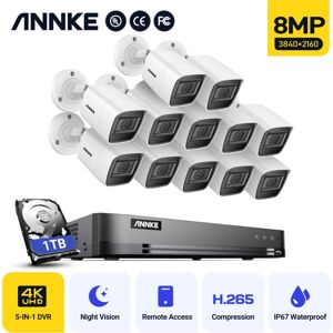 8MP Ultra hd Waterproof Night Vision 16CH H.265+ 8MP 5-in-1 (tvi/ahd/cvi/cvbs/ipc) Video Recorder Security cctv Kit 12Cameras -1TB hdd - Annke 8MP Ultra hd Waterproof Night Vision 16CH H.265+ 8MP 5-in-1 (tvi/ahd/cvi/cvbs/ipc) Video Recorder Security cctv Kit 12Cameras -1TB hdd - Annke