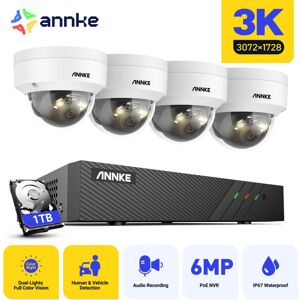 Annke - Outdoor H.265+ 3K ip 4 Dome Cameras 2.8mm Lens,Waterproof IP67,AI Human/Vehicle Detection,Built-in microphone, - 1TB hdd Annke - Outdoor H.265+ 3K ip 4 Dome Cameras 2.8mm Lens,Waterproof IP67,AI Human/Vehicle Detection,Built-in microphone, - 1TB hdd