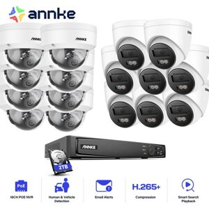 Wired Video Surveillance Kit, 16CH nvr with 16X 12MP Color Cameras Night Vision, Motion Detection, 8 Dome + 8 Tower, 2TB hdd - Annke Wired Video Surveillance Kit, 16CH nvr with 16X 12MP Color Cameras Night Vision, Motion Detection, 8 Dome + 8 Tower, 2TB hdd - Annke