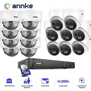 Wired Video Surveillance Kit, 16CH nvr with 16X 12MP Color Cameras Night Vision, Motion Detection, 8 Dome + 8 Tower, 6TB hdd - Annke Wired Video Surveillance Kit, 16CH nvr with 16X 12MP Color Cameras Night Vision, Motion Detection, 8 Dome + 8 Tower, 6TB hdd - Annke