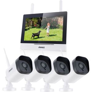 ANNKE Wireless Surveillance Kit with 7" LCD Screen, 4CH 5MP NVR with IPS Touch Screen, 4 x 3MP Outdoor WiFi Surveillance Cameras, Night Vision, Human ANNKE Wireless Surveillance Kit with 7" LCD Screen, 4CH 5MP NVR with IPS Touch Screen, 4 x 3MP Outdoor WiFi Surveillance Cameras, Night Vision, Human