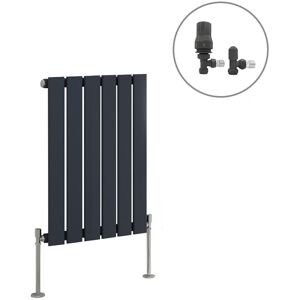 NRG Anthracite Designer Radiator Flat Panel Central Heating Rad with Angled Thermostatic Valves Horizontal Single 600x408mm NRG Anthracite Designer Radiator Flat Panel Central Heating Rad with Angled Thermostatic Valves Horizontal Single 600x408mm