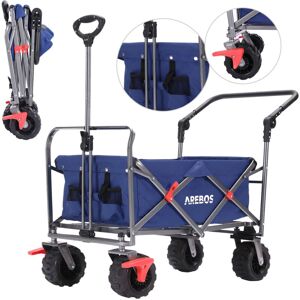 Arebos - Handcart Transport cart Foldable with telescopic pole Blue Arebos - Handcart Transport cart Foldable with telescopic pole Blue