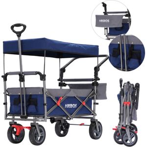 Arebos - Premium Hand Truck with Roof Collapsible Foldable Garden Trolley Blue/Grey Arebos - Premium Hand Truck with Roof Collapsible Foldable Garden Trolley Blue/Grey