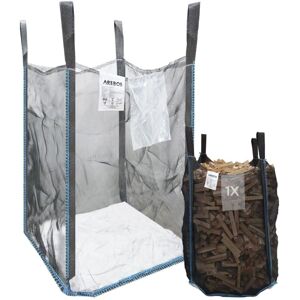 Arebos - Premium Wood Bag Big Bag 100x100x160 cm with 4 loops and filling skirt load capacity 1500 kg bags for building rubble, wood, garden waste Arebos - Premium Wood Bag Big Bag 100x100x160 cm with 4 loops and filling skirt load capacity 1500 kg bags for building rubble, wood, garden waste
