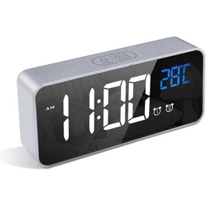 Serbia - Argent)Réveil Numérique, Alarm Réveil led avec Fonction Snooze, Charge des Ports usb Serbia - Argent)Réveil Numérique, Alarm Réveil led avec Fonction Snooze, Charge des Ports usb
