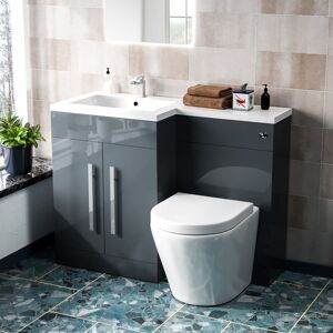NES HOME Aric 1100mm lh Freestanding Grey Vanity with btw Rimless Toilet, wc & Basin NES HOME Aric 1100mm lh Freestanding Grey Vanity with btw Rimless Toilet, wc & Basin