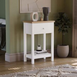 HOME DISCOUNT Arlington 1 Drawer Console Table With Shelf Side End Hallway Table, White HOME DISCOUNT Arlington 1 Drawer Console Table With Shelf Side End Hallway Table, White