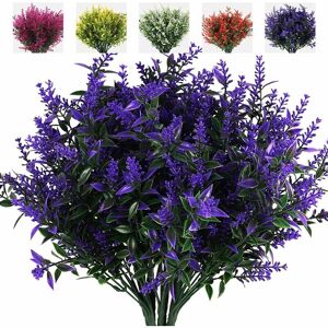 Hoopzi - Artificial Greenery Lavender Fake Shrubs Flowers 8 Bundles uv Resistant Hanging Planter Flora Fence Indoor Outside Decor Wedding Table Hoopzi - Artificial Greenery Lavender Fake Shrubs Flowers 8 Bundles uv Resistant Hanging Planter Flora Fence Indoor Outside Decor Wedding Table