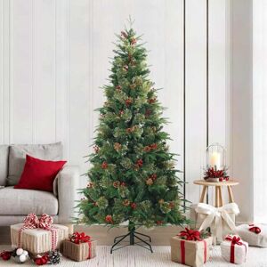Artificial Hinged Christmas Tree Green 210 cm PVC, PE and Steel vidaXL Artificial Hinged Christmas Tree Green 210 cm PVC, PE and Steel vidaXL