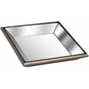 HILL INTERIORS Astor Distressed Mirrored Square Tray W/Wooden Detailing Sml - Glass - L32 x W32 x H5 cm - Brown/Gold HILL INTERIORS Astor Distressed Mirrored Square Tray W/Wooden Detailing Sml - Glass - L32 x W32 x H5 cm - Brown/Gold