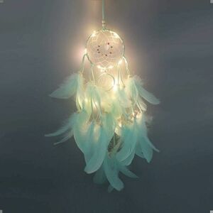 TRIMEC Attrape Reve en Plumes, avec lumière led, décoration portative Faite Main, décoration, Accessoire de Photographie vert TRIMEC Attrape Reve en Plumes, avec lumière led, décoration portative Faite Main, décoration, Accessoire de Photographie vert