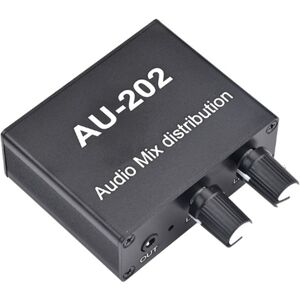 TLILY AU-202 2 Input Output Stereo Mixer Audio Distributor for Headphone External Power amp Volume Alone Control TLILY AU-202 2 Input Output Stereo Mixer Audio Distributor for Headphone External Power amp Volume Alone Control
