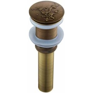 Gotrays - Automatic Push Open Sink Drain Plug for Washbasin, Antique Brass Click-clack Pop-up Waste Plug Without Overflow, Universal Bathroom Gotrays - Automatic Push Open Sink Drain Plug for Washbasin, Antique Brass Click-clack Pop-up Waste Plug Without Overflow, Universal Bathroom