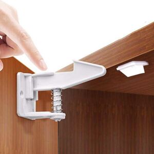 Linghhang - Baby Safety Locks 10pcs Child Cabinet Locks, (White) Invisible Locks for Fridge Drawers Cupboards with 3M Adhesive Tape No Tools or Linghhang - Baby Safety Locks 10pcs Child Cabinet Locks, (White) Invisible Locks for Fridge Drawers Cupboards with 3M Adhesive Tape No Tools or