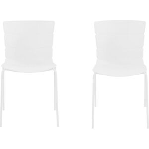 Bali Kitchen Chairs (Set of 2) - Plastic/Metal - L50.5 x W47 x H81 cm - White - Flat Packed Bali Kitchen Chairs (Set of 2) - Plastic/Metal - L50.5 x W47 x H81 cm - White - Flat Packed