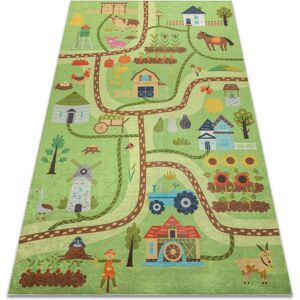 RUGSX BAMBINO 50200 washing carpet Village, streets for children anti-slip - green / brown green 160x220 cm RUGSX BAMBINO 50200 washing carpet Village, streets for children anti-slip - green / brown green 160x220 cm