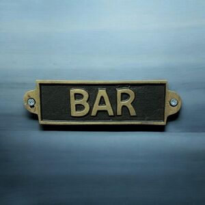 'Bar' - Wall Sign - Metal - L1 x W15 x H6 cm - Black 'Bar' - Wall Sign - Metal - L1 x W15 x H6 cm - Black