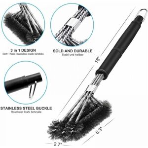 Cyslmuk - Barbecue Brush, 3 in 1 Barbecue Cleaning Brush, Long Handle, Stainless Steel Bristles for Quickly & Effectively Cleaning All Grills Cyslmuk - Barbecue Brush, 3 in 1 Barbecue Cleaning Brush, Long Handle, Stainless Steel Bristles for Quickly & Effectively Cleaning All Grills