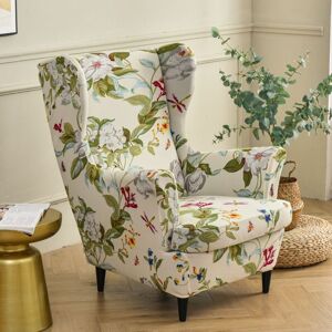 (Flower and Leaf)2 Pieces Stretch Wingback Chair Covers Armchair Slipcover with T-Cushion Cover, Non-Slip Armchair Cover, for Living Room, Hotel, (Flower and Leaf)2 Pieces Stretch Wingback Chair Covers Armchair Slipcover with T-Cushion Cover, Non-Slip Armchair Cover, for Living Room, Hotel,