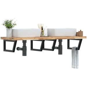 Basin Shelf Wall Mounted Steel and Solid Wood Acacia vidaXL Basin Shelf Wall Mounted Steel and Solid Wood Acacia vidaXL