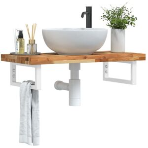 Basin Shelf Wall Mounted Steel and Solid Wood Acacia vidaXL Basin Shelf Wall Mounted Steel and Solid Wood Acacia vidaXL