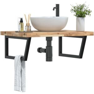Basin Shelf Wall Mounted Steel and Solid Wood Acacia vidaXL Basin Shelf Wall Mounted Steel and Solid Wood Acacia vidaXL