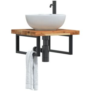 Basin Shelf Wall Mounted Steel and Solid Wood Acacia vidaXL Basin Shelf Wall Mounted Steel and Solid Wood Acacia vidaXL