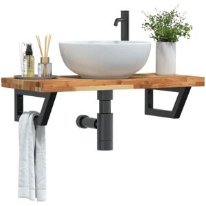 Basin Shelf Wall Mounted Steel and Solid Wood Acacia vidaXL Basin Shelf Wall Mounted Steel and Solid Wood Acacia vidaXL