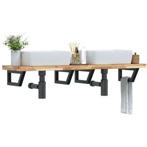 Basin Shelf Wall Mounted Steel and Solid Wood Acacia vidaXL Basin Shelf Wall Mounted Steel and Solid Wood Acacia vidaXL