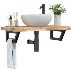 Basin Shelf Wall Mounted Steel and Solid Wood Acacia vidaXL Basin Shelf Wall Mounted Steel and Solid Wood Acacia vidaXL