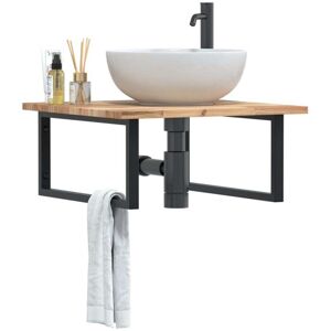 Basin Shelf Wall Mounted Steel and Solid Wood Acacia vidaXL Basin Shelf Wall Mounted Steel and Solid Wood Acacia vidaXL