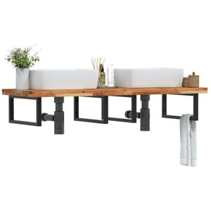 Basin Shelf Wall Mounted Steel and Solid Wood Acacia vidaXL Basin Shelf Wall Mounted Steel and Solid Wood Acacia vidaXL