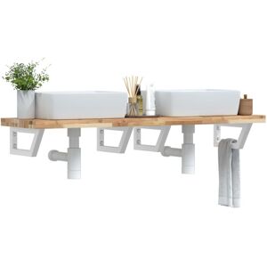 Basin Shelf Wall Mounted Steel and Solid Wood Acacia vidaXL Basin Shelf Wall Mounted Steel and Solid Wood Acacia vidaXL