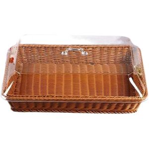 TLILY Basket with Lid,Basket Lid for Food,Tabletop Food Serving Basket,Woven Picnic Basket,Bread Brown TLILY Basket with Lid,Basket Lid for Food,Tabletop Food Serving Basket,Woven Picnic Basket,Bread Brown