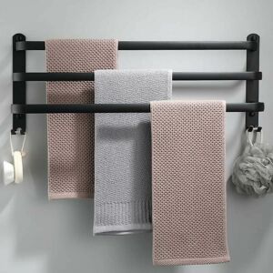 Hoopzi - Bathrobe holder and towel rack for heated towel rail Wall-mounted towel rack Triple-bar bathroom towel rack 40 cm Stainless steel towel Hoopzi - Bathrobe holder and towel rack for heated towel rail Wall-mounted towel rack Triple-bar bathroom towel rack 40 cm Stainless steel towel