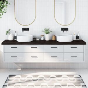 Bonnevie - Bathroom Countertop,Bathroom Surface Dark Brown 220x60x(2-6) cm Treated Solid Wood VSVS4230097 Bonnevie - Bathroom Countertop,Bathroom Surface Dark Brown 220x60x(2-6) cm Treated Solid Wood VSVS4230097