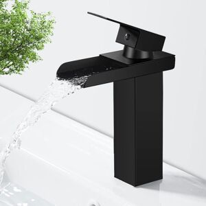 SHUNLI Bathroom Faucet Brass Basin Mixer Tap Basin Faucet with Wide Spout Bathroom Mixer Tap, Cold and Hot Water Matte Black SHUNLI Bathroom Faucet Brass Basin Mixer Tap Basin Faucet with Wide Spout Bathroom Mixer Tap, Cold and Hot Water Matte Black