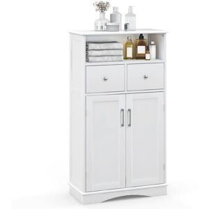 Costway - Bathroom Floor Cabinet Freestanding Storage Cabinet with 2 Doors-White Costway - Bathroom Floor Cabinet Freestanding Storage Cabinet with 2 Doors-White