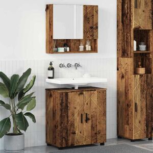 Bathroom Furniture Set with Door 2 pcs Old wood Engineered wood vidaXL Bathroom Furniture Set with Door 2 pcs Old wood Engineered wood vidaXL