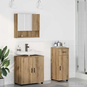 Bathroom Furniture Set with Drawer with Door 3 pcs Artisan Oak vidaXL Bathroom Furniture Set with Drawer with Door 3 pcs Artisan Oak vidaXL