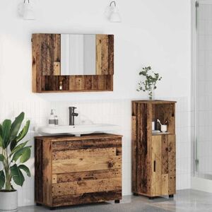 Bathroom Furniture Set with Door 3 pcs Old wood Engineered wood vidaXL Bathroom Furniture Set with Door 3 pcs Old wood Engineered wood vidaXL
