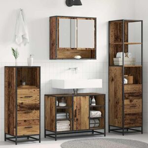 Bathroom Furniture Set with Door 3 pcs Old Wood Engineered Wood vidaXL Bathroom Furniture Set with Door 3 pcs Old Wood Engineered Wood vidaXL