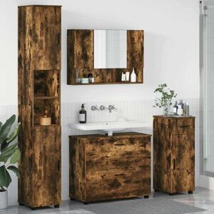 Bathroom Furniture Set with Drawer with Shelf 4 pcs Smoked Oak vidaXL Bathroom Furniture Set with Drawer with Shelf 4 pcs Smoked Oak vidaXL