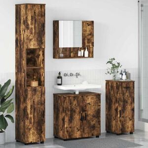 Bathroom Furniture Set 4 pcs Smoked Oak Engineered wood & Metal vidaXL Bathroom Furniture Set 4 pcs Smoked Oak Engineered wood & Metal vidaXL