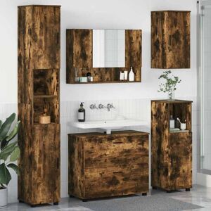 Bathroom Furniture Set with Drawer with Shelf 5 pcs Smoked Oak vidaXL Bathroom Furniture Set with Drawer with Shelf 5 pcs Smoked Oak vidaXL