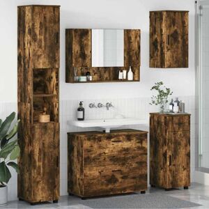 Bathroom Furniture Set with Drawer with Shelf 5 pcs Smoked Oak vidaXL Bathroom Furniture Set with Drawer with Shelf 5 pcs Smoked Oak vidaXL