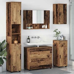 Bathroom Furniture Set 5 pcs Old Wood Engineered Wood and Metal vidaXL Bathroom Furniture Set 5 pcs Old Wood Engineered Wood and Metal vidaXL