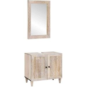 Bathroom Furniture Set with Door 2 pcs White Solid mango wood vidaXL Bathroom Furniture Set with Door 2 pcs White Solid mango wood vidaXL